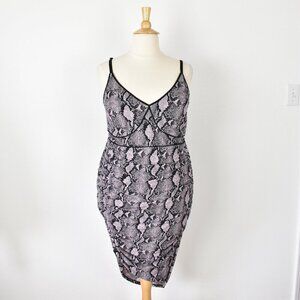 Torrid Mauve Pink Snakeskin Print Studio Knit Ruched Bodycon Dress NEW - 2